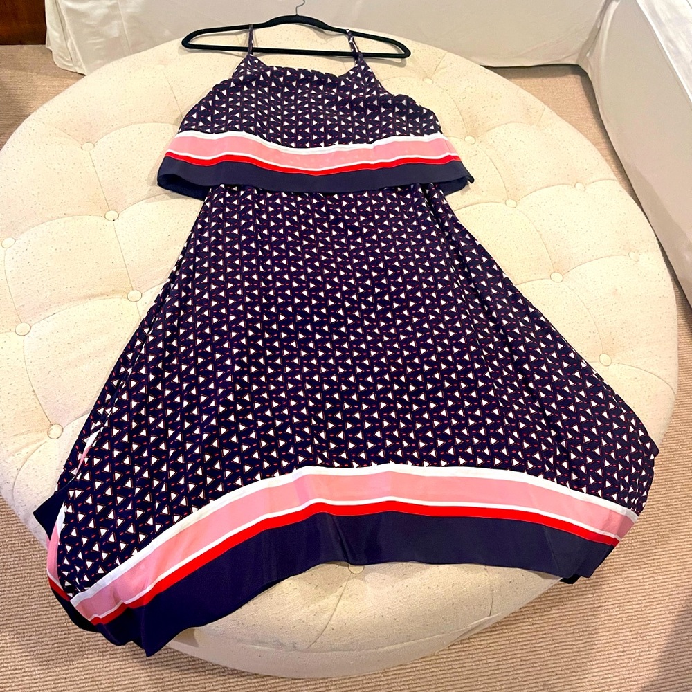 Joie 100% silk navy dotted dress